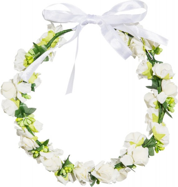 Blumenhaarkranz mit Weißer Schleife