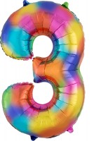 Regenbogen Zahl 3 Folienballon