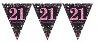 Pink 21st Birthday Wimpelkette 3,96m