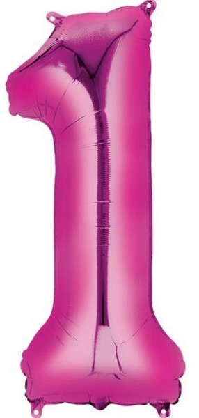 Pinker Zahl 1 Folienballon 41cm