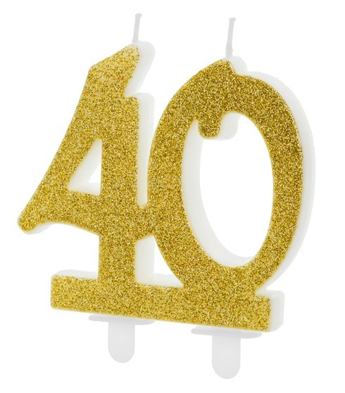 Glossy 40th Birthday Tortenkerze 7,5cm