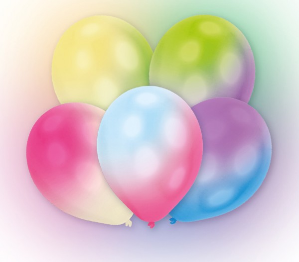5er Set LED Luftballons Bunt 24h Brenndauer