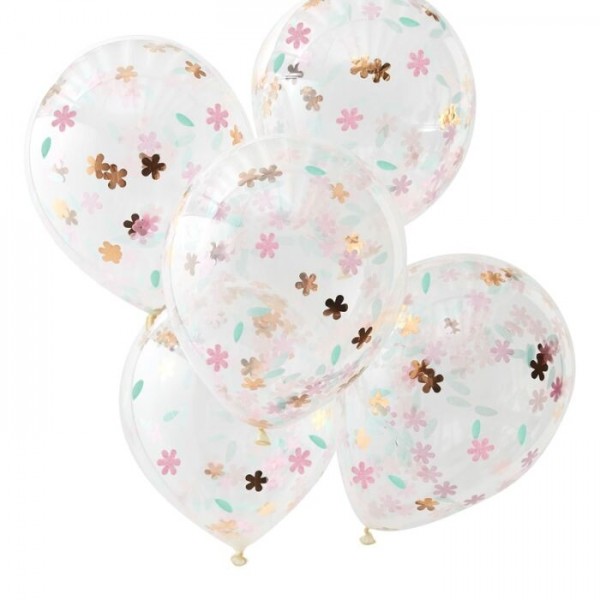 5 Shiny Unicorn Blüten Konfettiballons 30cm 2