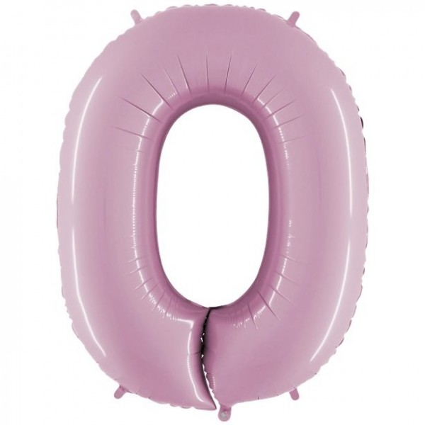 Folienballon Zahl 0 pastellrosa 102cm