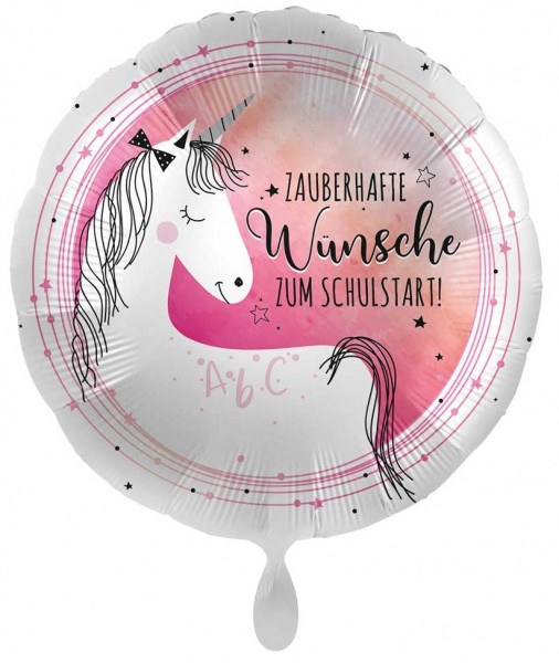 Schulstart Folienballon Einhorn 71cm