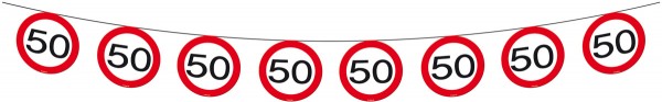 Verkehrsschild 50 Wimpelkette 12m
