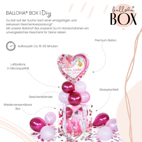 Balloha Geschenkbox DIY Alles Liebe zur Geburt Pink XL 3