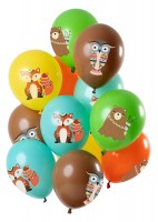 12 Latexballons Waldtiere bunt