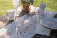 Joyeux Anniversaire Tischläufer roségold 3m