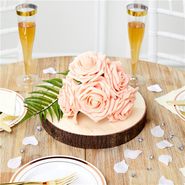5 pfirsichfarbene Rosen aus Schaumstoff