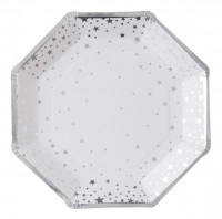 8 Silberne Metallic Zauber Teller 23cm