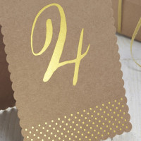 Vorschau: 12 Golden Nature Tischnummern Kärtchen