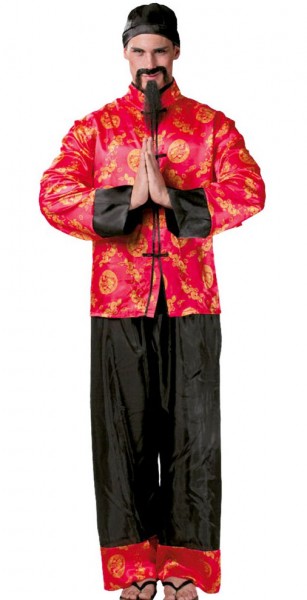 Asiatisches Herrenkostüm rot-schwarz