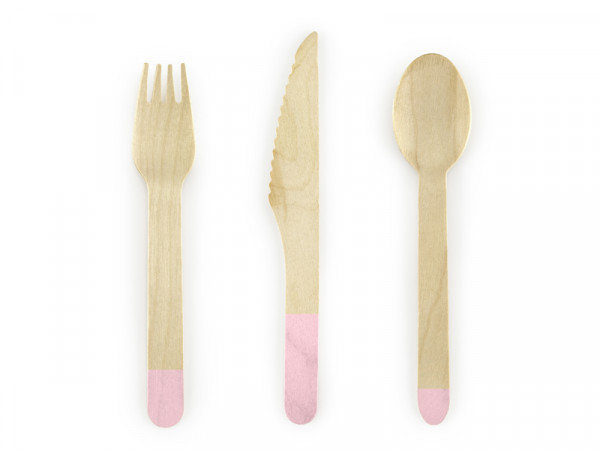 Holzbesteck Woody hellrosa 18-teilig
