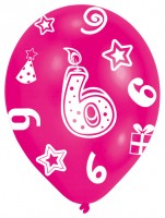 Förhandsgranskning: 6 färgglada ballonger 6-årsdag 27,5 cm