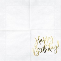 Vorschau: 20 Glossy Happy Birthday Servietten 33cm