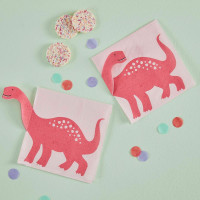 16 Pink Dino Party Servietten 16,5cm