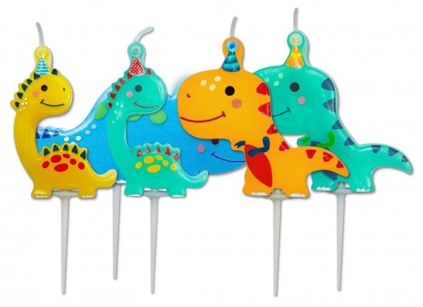 5 Dino Kinder Tortenkerzen 7,3cm