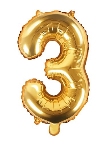 Zahl 3 Folienballon gold 35cm