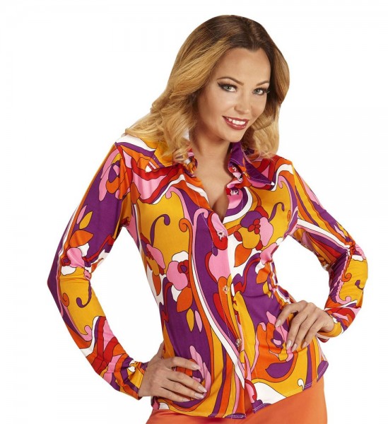 70er Jahre Flower Power Damenbluse