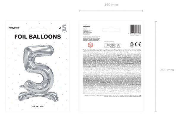 Silver 5 stehender Folienballon 70cm 3