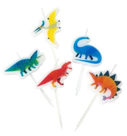 5 Dino Dschungel Tortenkerzen