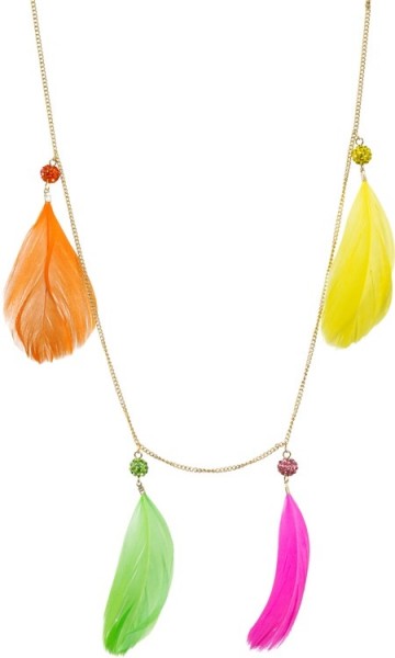 Bunte Feder Neon Halskette