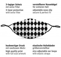 Vorschau: Mund Nasen Maske Harlekin weiß-schwarz