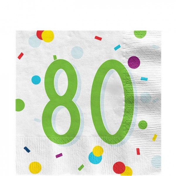 20 Servietten 80. Geburtstag 33x33cm