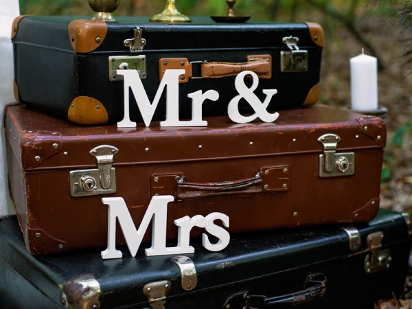 Mr & Mrs Deko Schriftzug weiß 50 x 9,5cm 3