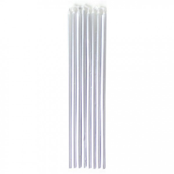 12 Riesen Tortenkerzen silber 16cm