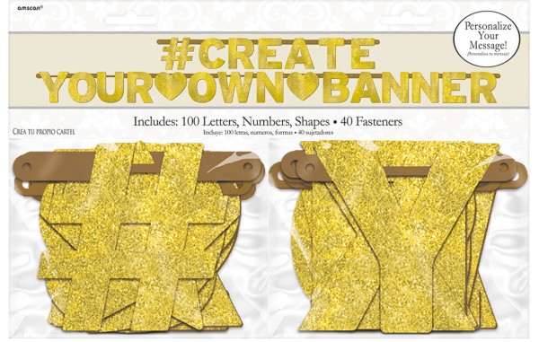 Glitzernde Create Your Own Banner Girlande Sparkling Wedding Day