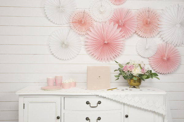 3 Papierrosetten Kate hellrosa