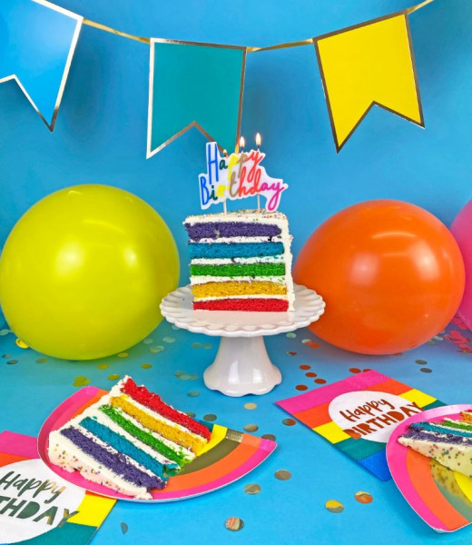 12 Regenbogen Pappteller 23,5cm 3
