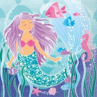 16 Zauberhafte Meerjungfrau Sirena Servietten 33cm