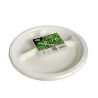 Vorschau: 12 Zuckerrohr Teller Tosca 3-geteilt 23cm