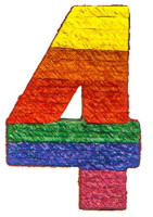 Bunte Zahl 4 Piñata