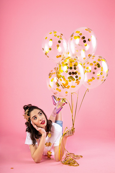 6 Goldene Konfettiballons Partyzauber 30cm