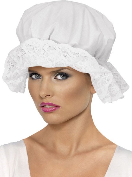 Weiße Selma Morgenhaube Classic