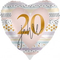 20 Rosige Jahre Herzballon 46cm