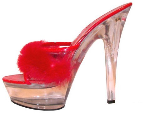 Rote Plateau Marabu Feder High Heels