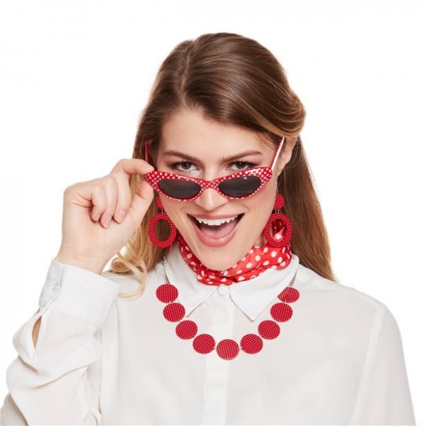 50er Jahre Accessoire-Set 5-teilig rot