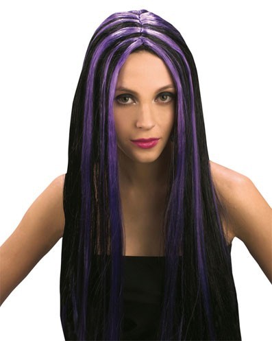 Gothic Mädchen Jana Langhaar Perücke Lila-Schwarz