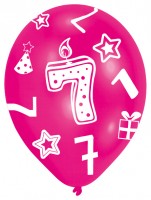 Vorschau: 6 bunte Luftballons 7.Geburtstag 27,5 cm