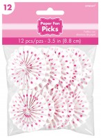 12 Candy Buffet Papier Rosetten Spieße Pink