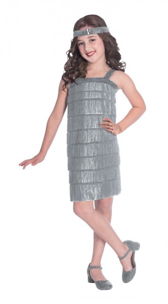 20er Jahre Flapper Kleid silber für Mädchen