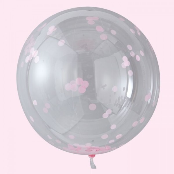 3 Hooray XL Konfettiballons rosa 91cm 2