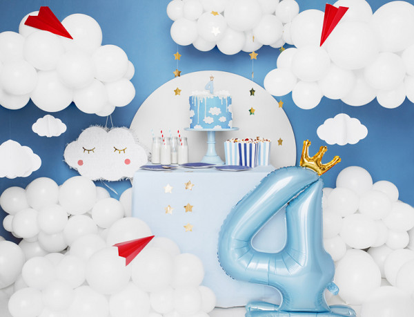 Babyblue Zahl 4 stehender Folienballon 2