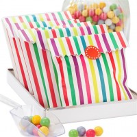 10 Geschenktüten mit bunten Streifen 21 x 15cm