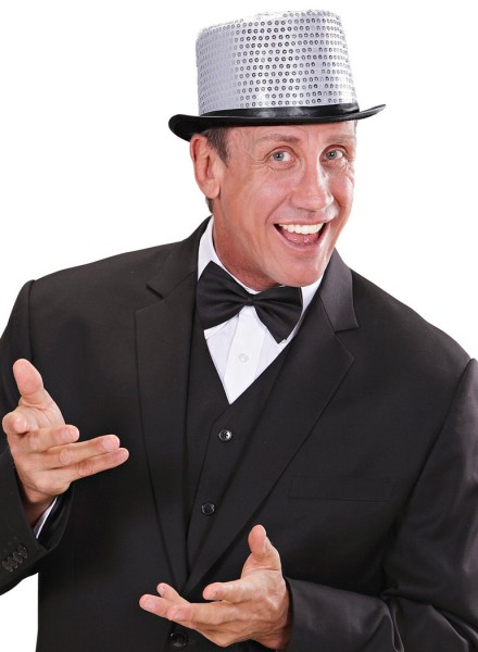 Silberner Zylinder Mit Pailletten